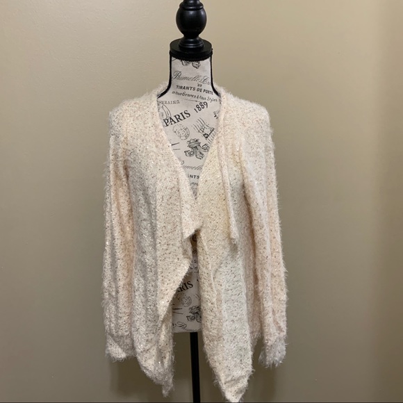 NWOT Say What? Fuzzy Sequin Cardigan Sweater Size XL - Picture 1 of 8